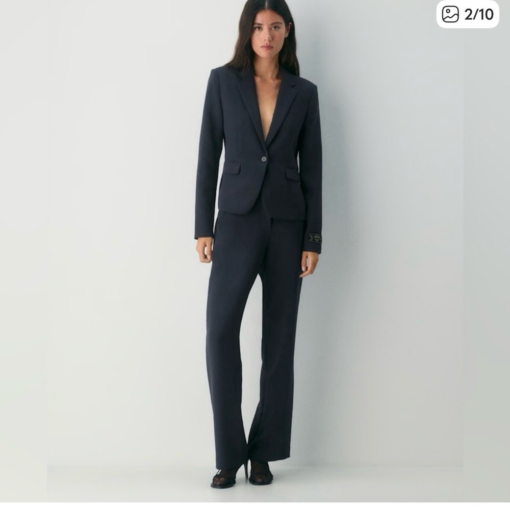 Aritzia Navy Wide-Leg Pants